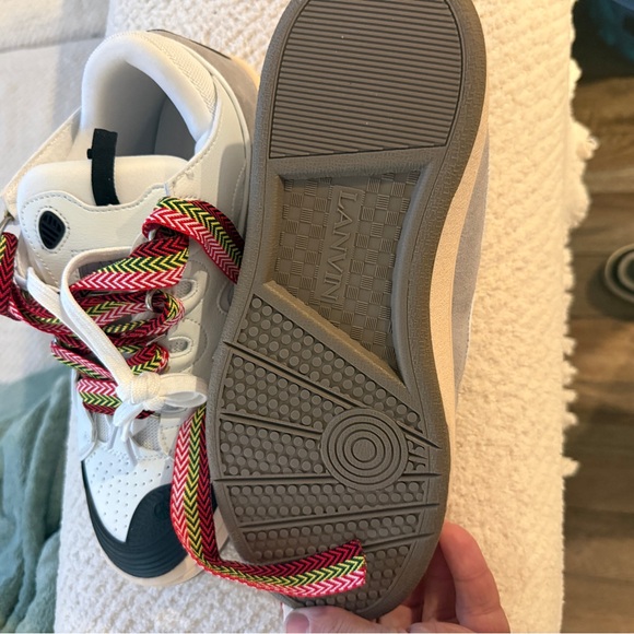 Lanvin White and Black Sneakers with Red Laces - Picture 3 of 6